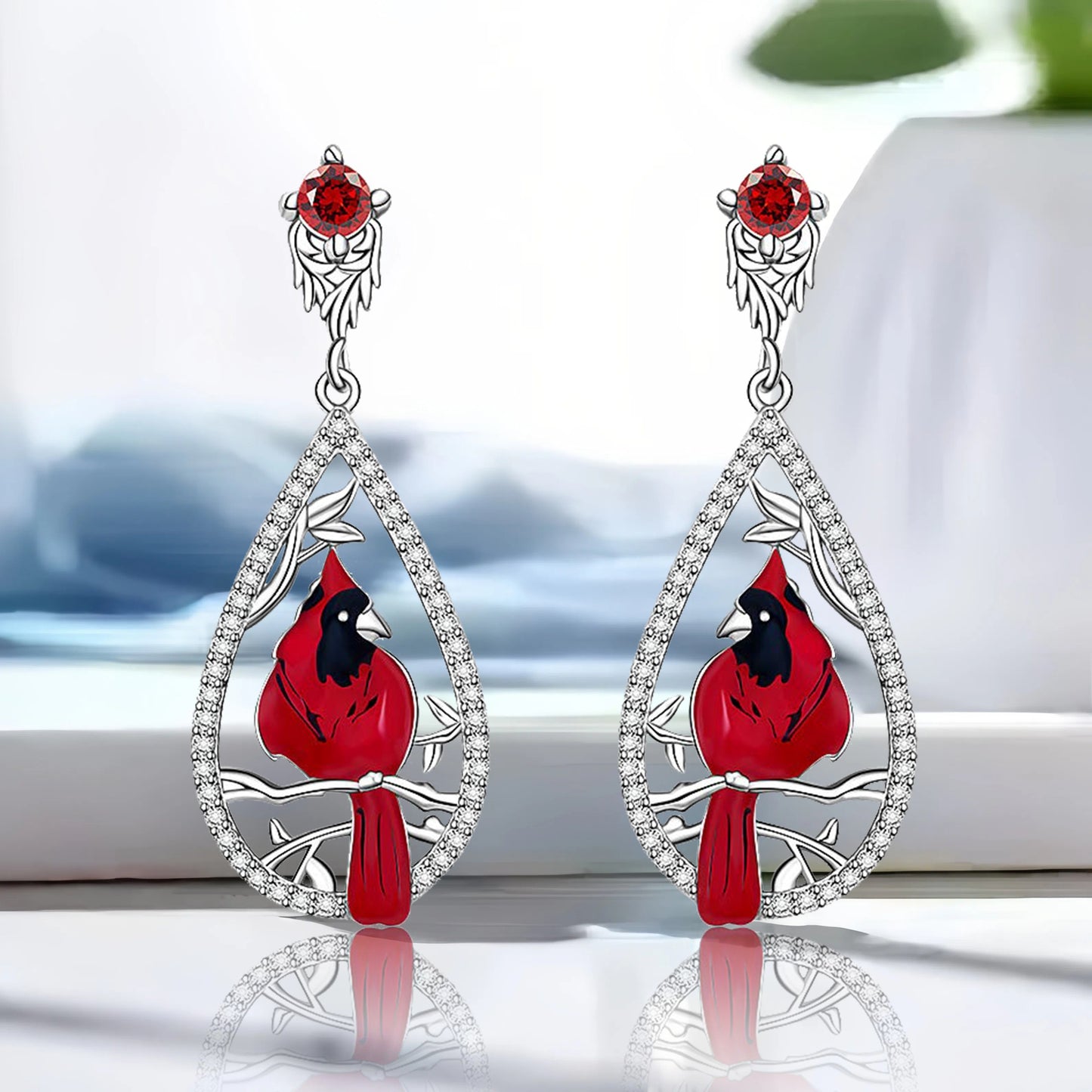 Cardinal Earrings