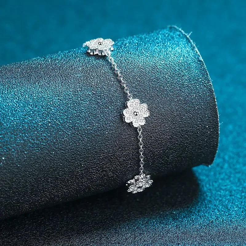 Five Four-leaf Clover Diamond Bracelet