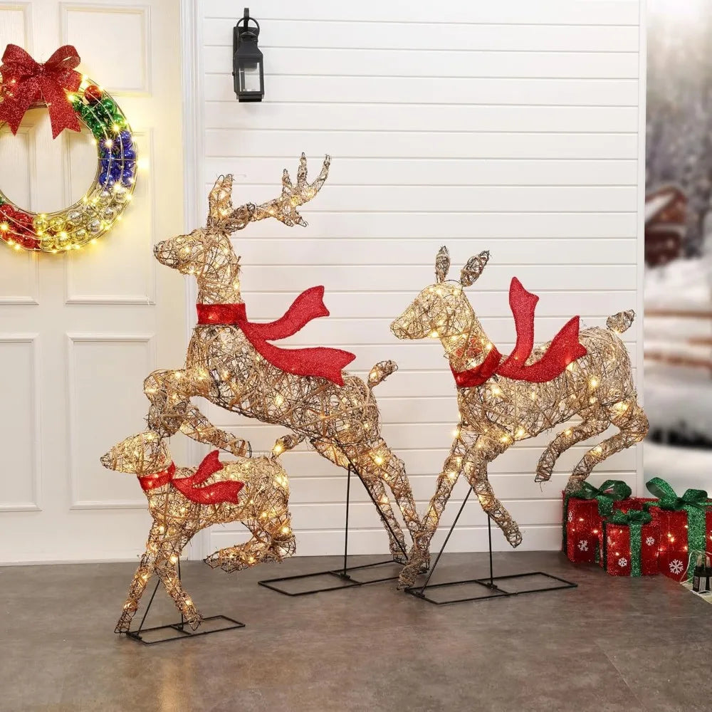 Set of 3 Reindeer Christmas Decorations, LED Christmas Decorations