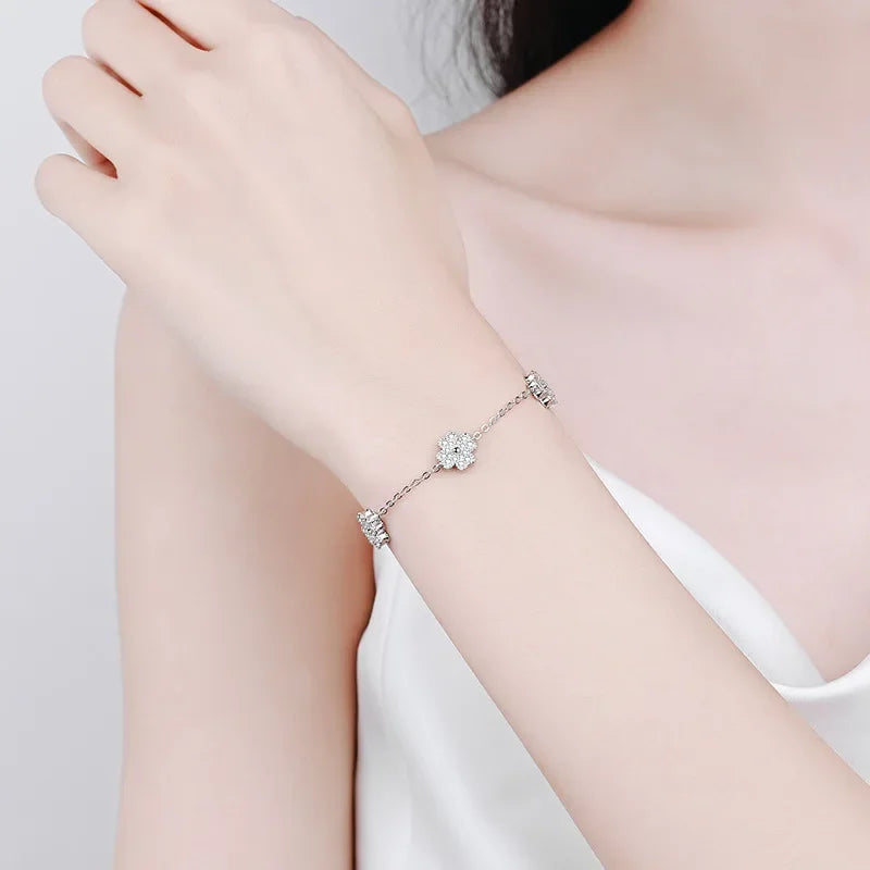 Five Four-leaf Clover Diamond Bracelet