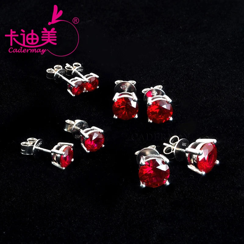 Red Sterling Silver Earrings