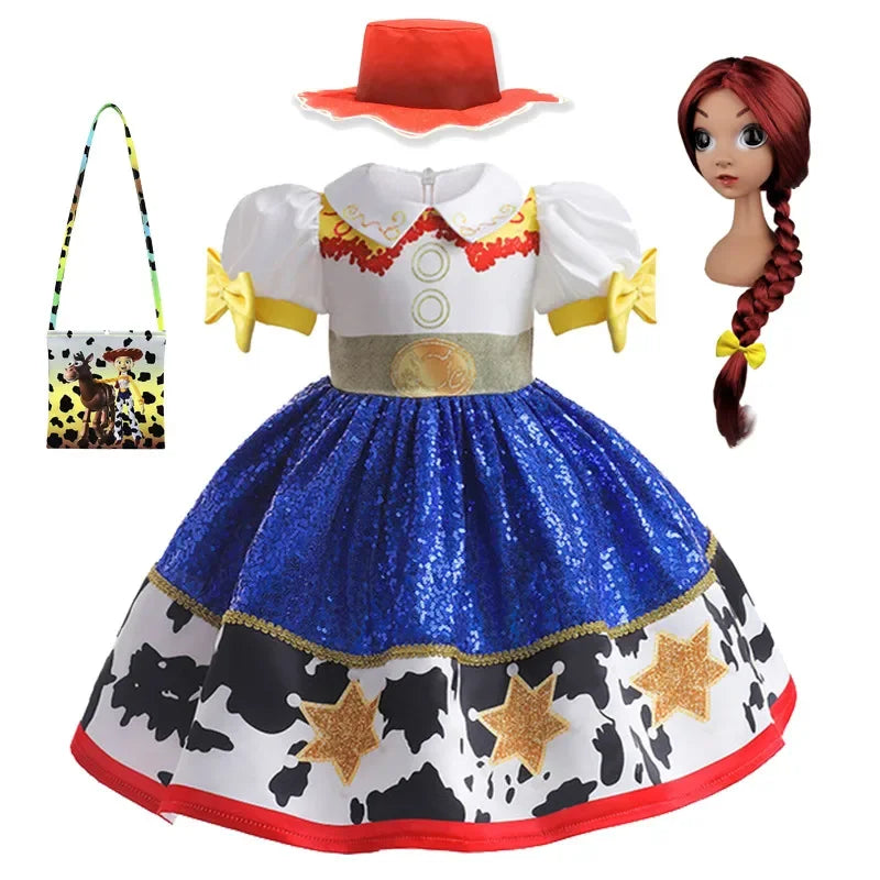 Princess Dress Short sleeve Costume With wig hat