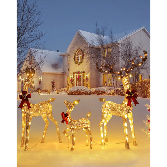 Indoor/Outdoor Large Christmas Deer Family Set