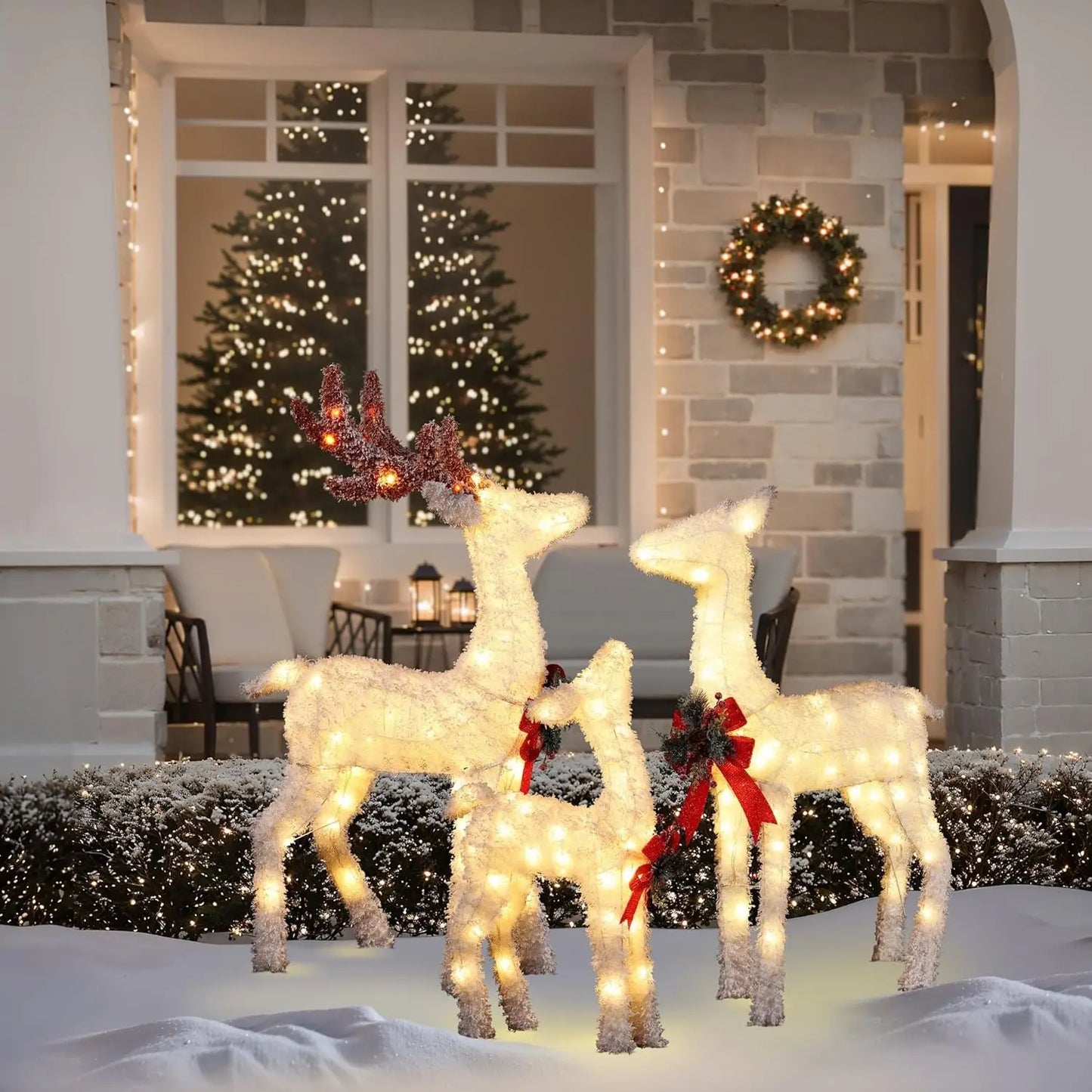 Set of 3 Reindeer Christmas Decorations, LED Christmas Decorations