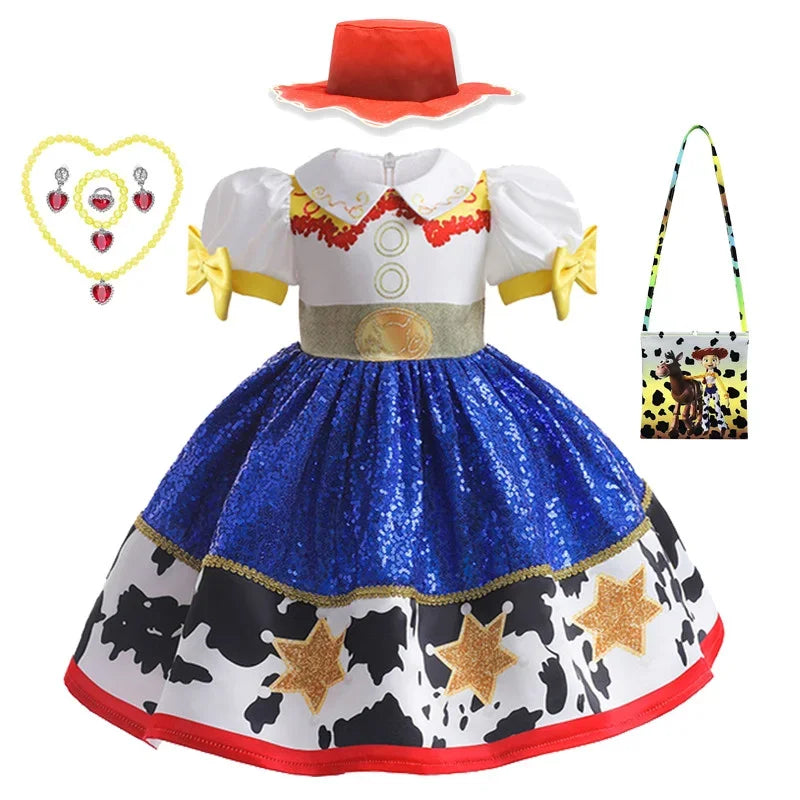 Princess Dress Short sleeve Costume With wig hat