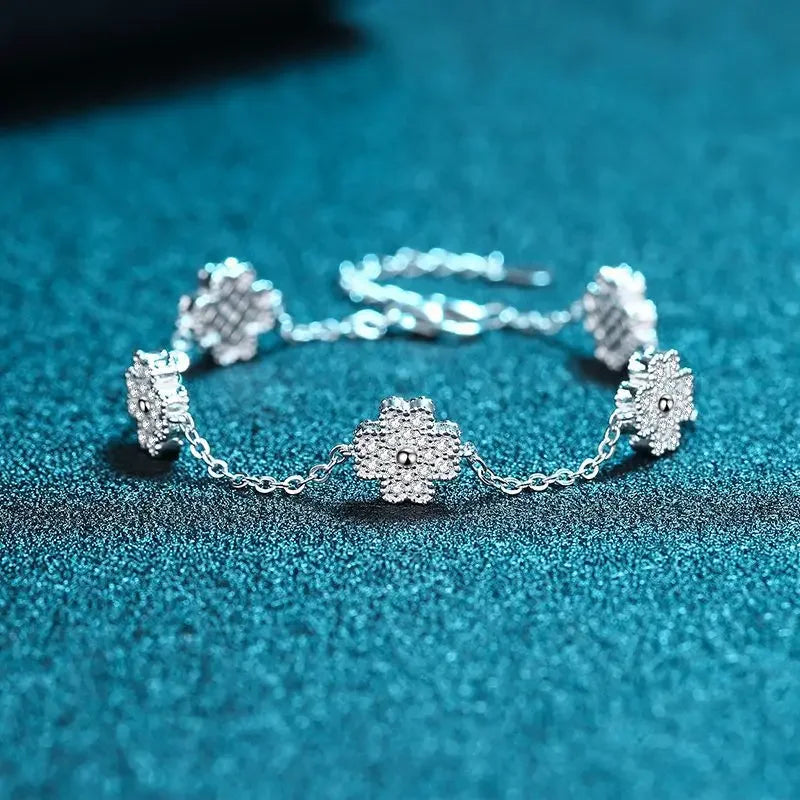 Five Four-leaf Clover Diamond Bracelet