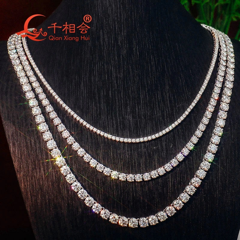 10k 14k 18k real gold 3mm 4mm  Moissanite Tennis Necklace