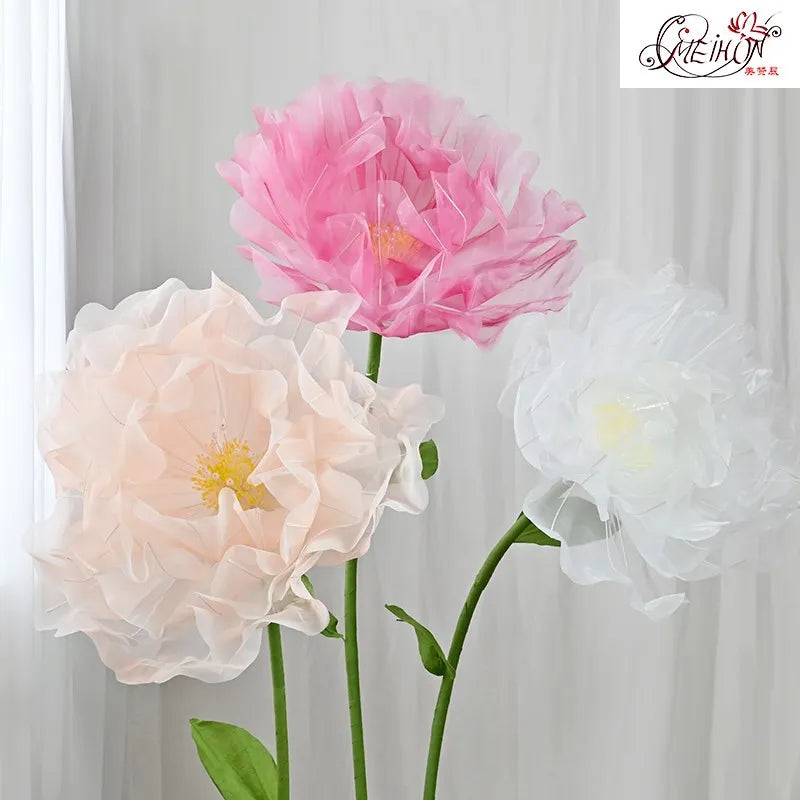 Artificial realistic Silk Poppy Pink Large Flower  