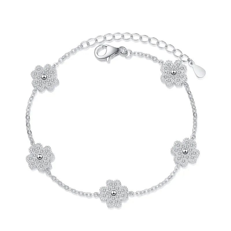 Five Four-leaf Clover Diamond Bracelet