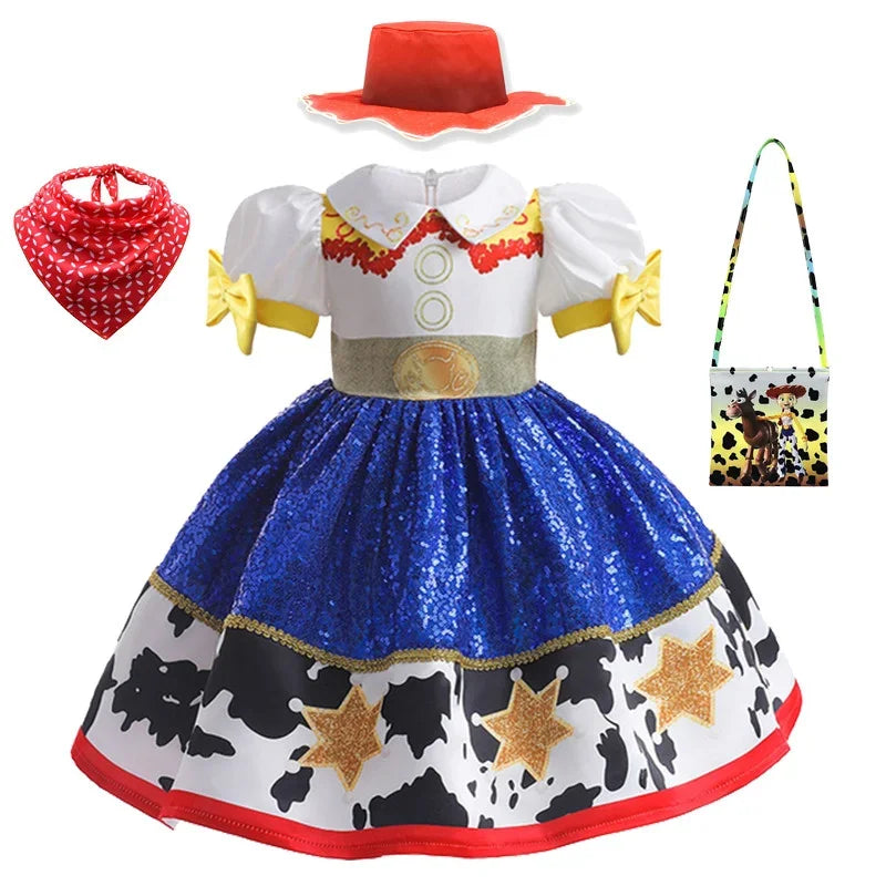 Princess Dress Short sleeve Costume With wig hat