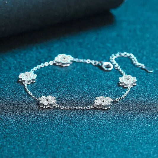 Five Four-leaf Clover Diamond Bracelet